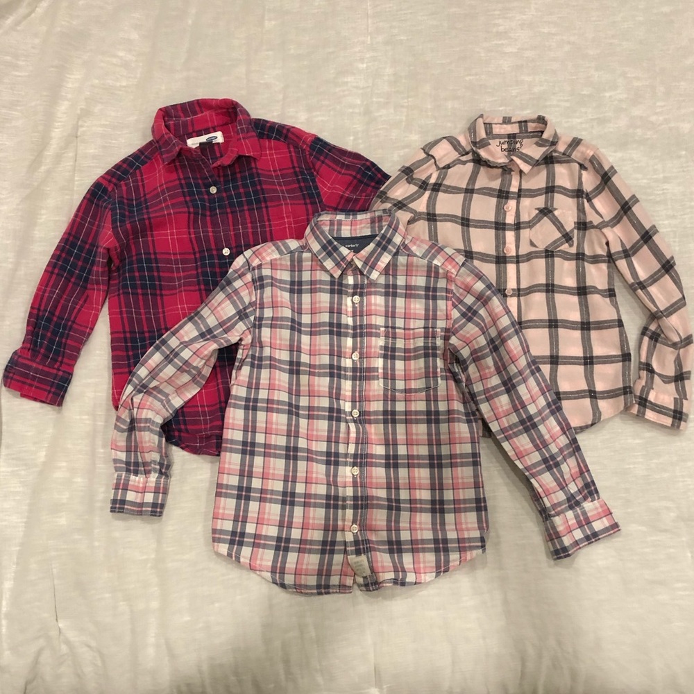 3 Girls plaid tops size 5-7